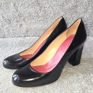 Vintage Kate Spade Black Patent Leather Block Heels Round Toe Pumps  Women's 8.5